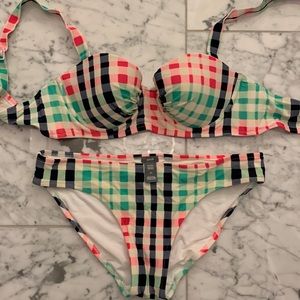 Aerie bandeau bikini. Fun plaid print